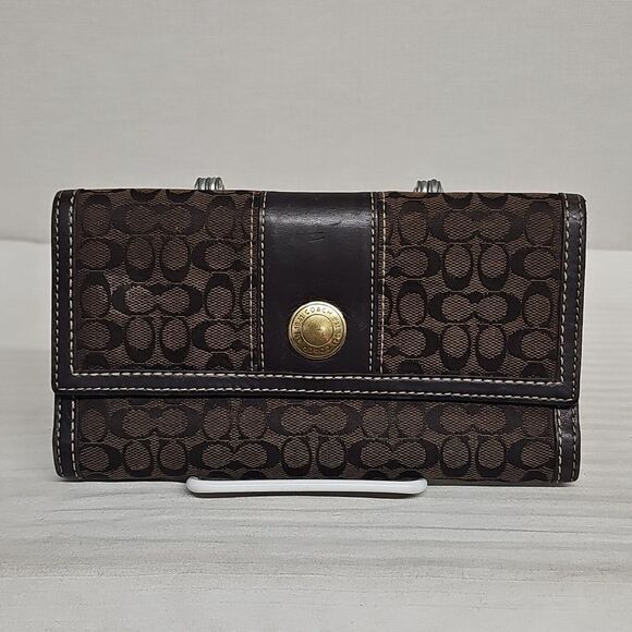 COACH TRI-FOLD CANVAS & LEATHER WALLET BFPM-03-070 - Picture 1 of 5